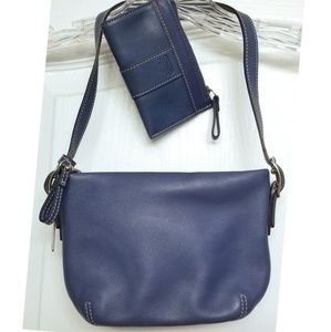 NWOT Coach Mini Blue Leather Purse and Wallet set